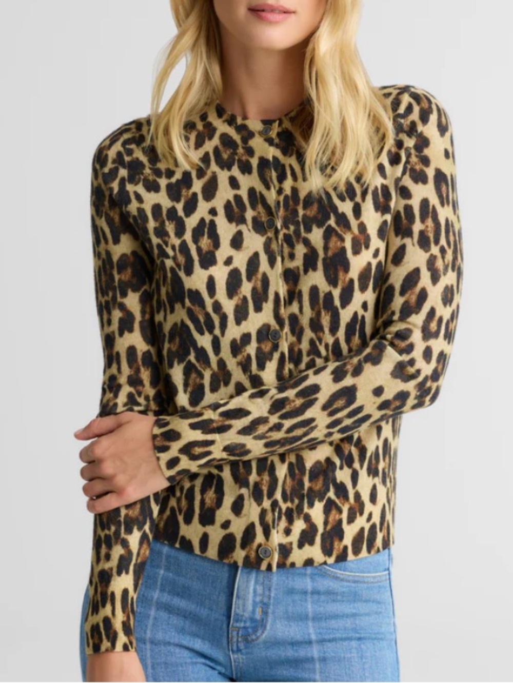 St. John's Bay Leopard-Print V-Neck Cardigan - Brown, Tan